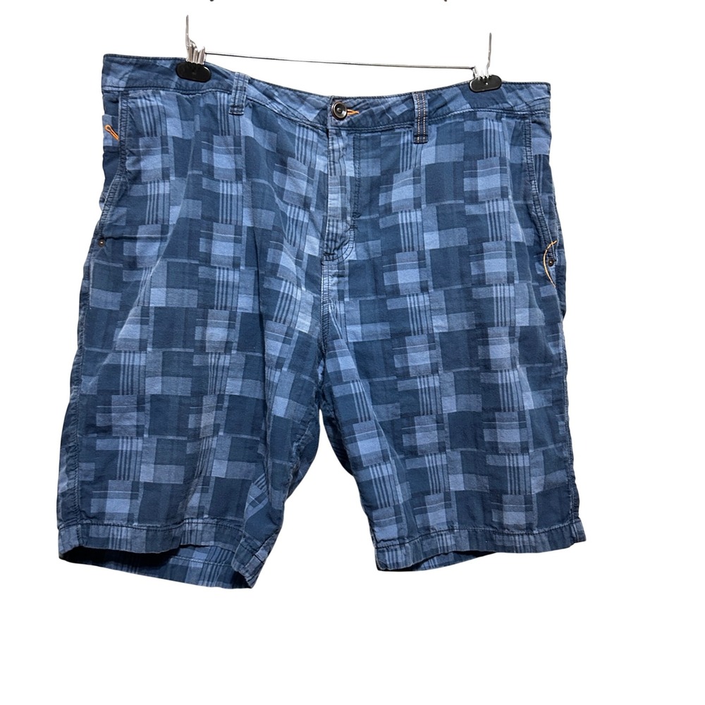 Tommy Bahama Men Coastal Gorpcore Shorts 40 Blue Plaid Patchwork Skater Indie‎